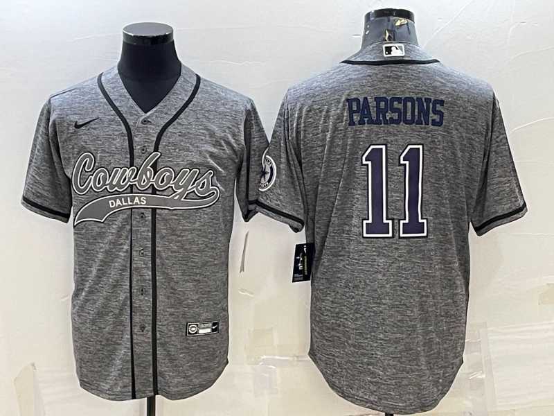 Men's Dallas Cowboys #11 Micah Parsons Grey Gridiron With Patch Cool Base Stitched Baseball Jersey,We sell and wholesale Men's Dallas Cowboys #11 Micah Parsons Grey Gridiron With Patch Cool Base Stitched Baseball Jersey on line form chian!